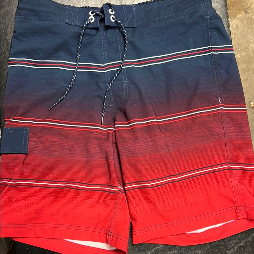 Men's Blue and Red Swim Shorts